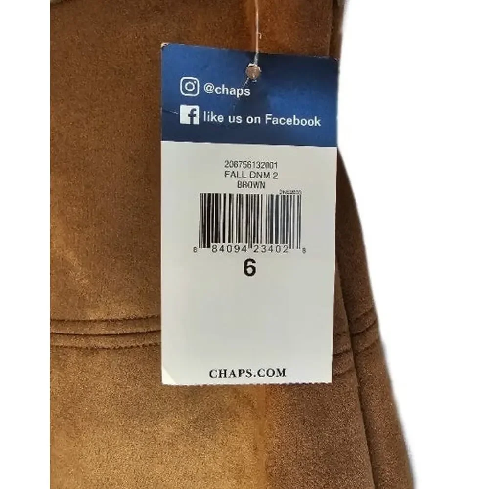 Chaps NWT Caramel Brown Faux Suede Boho Cowgirl Knee Length Skirt